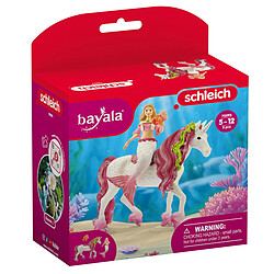 Schleich Set de 3 Pièces Sirène Feya et Mini-Crabe sur Licorne Multicolore pas cher