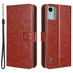 Htdmobiles Housse pour Nokia C12 / C12 Pro / C12 Plus - etui coque pochette portefeuille + film ecran - MARRON