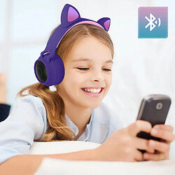 Avis Avizar Casque Bluetooth Design Oreilles Chat Animation lumineuse 12h - Violet Lavande