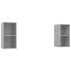 vidaXL Meubles TV muraux 2 pcs Gris béton Bois d'ingénierie