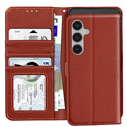 Avizar Étui Cuir pour Samsung Galaxy S24 FE Portefeuille Anti-RFID Support Marron