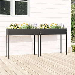 Maison Chic Lot de 2 Jardinières,Bac à fleurs - pot de fleur Anthracite Acier galvanisé -GKD79100