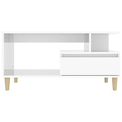 Maison Chic Table basse,Table Console Table d'appoint, Table pour salon Blanc brillant 90x49x45 cm Bois d'ingénierie -MN31364 pas cher