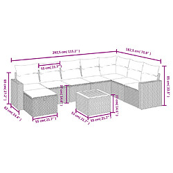 Avis Maison Chic Ensemble à manger d'extérieur 9 pcs avec coussins,Salon de jardin,Mobilier de jardin mélange beige résine tressée -GKD582773