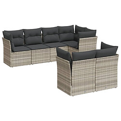 vidaXL Salon de jardin avec coussins 7 pcs gris clair résine tressée