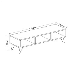 Avis Helloshop26 Meuble TV à 3 compartiments de stockage 35 x 120 x 35 cm blanc 03_0007743