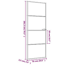 vidaXL Porte intérieure mince noir 76x201,5 cm verre trempé aluminium pas cher