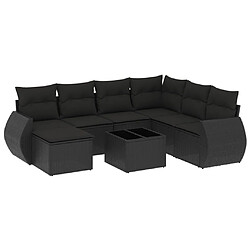 vidaXL Salon de jardin 8 pcs avec coussins noir résine tressée