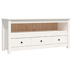 Maison Chic Meuble TV scandinave - Banc TV pour salon Blanc 114x35x52 cm Bois de pin massif -MN17229