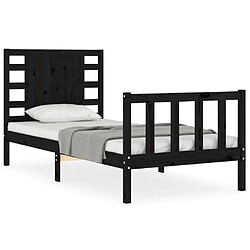 Maison Chic Lit adulte - Cadre Structure de lit avec tête de lit Contemporain noir simple bois massif -MN80535