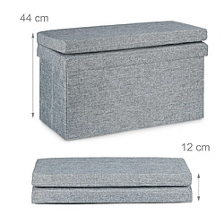 Helloshop26 Tabouret pouf coffre de rangement pliant en lin 76 cm gris 13_0002782