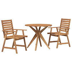 vidaXL Ensemble à manger de jardin 3 pcs Bois d'acacia solide