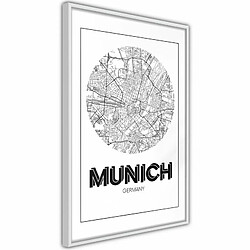 Paris Prix Affiche Murale Encadrée City Map Munich Round 20 x 30 cm Blanc