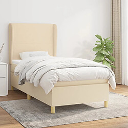 vidaXL Sommier à lattes de lit avec matelas Crème 80x200 cm Tissu