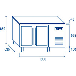 COOLHEAD Table Réfrigérée Positive Vitrée Profondeur 625 - 2 Portes - Cool Head