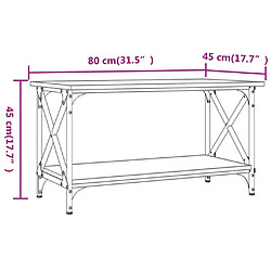 vidaXL Table basse Noir 80x45x45 cm Bois d'ingénierie et fer pas cher