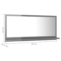 vidaXL Miroir salle de bain Gris brillant 80x10,5x37cm Bois ingénierie pas cher