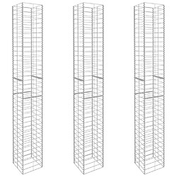 vidaXL Paniers de gabion 3 pcs Acier galvanisé 25x25x197 cm