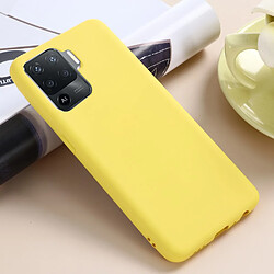 Coque en silicone Liquide de couleur unie avec sangle souple jaune pour votre Oppo A94/Reno5 F/F19 Pro/Reno5 Lite