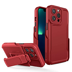 Coque en TPU anti-chocs avec béquille à clip amovible pour votre iPhone 13 Pro Max 6.7 pouces - rouge