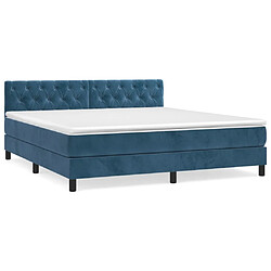 Maison Chic Lit Adulte - Lit simple Lit à sommier tapissier et matelas moelleux - Meuble de Chambre - Bleu foncé 160x200cm Velours -MN99300