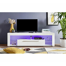 Meuble TV avec led intégrée MODERN LIVING Blanc brillant Goal