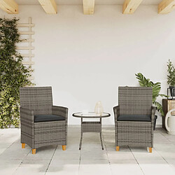 Avis Maison Chic Lot de 2 Chaises de jardin coussins | chaises Relax gris résine tressée et bois -GKD55003