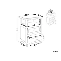 Avis Beliani Table de chevet blanc et marron 2 tiroirs LAYOLA