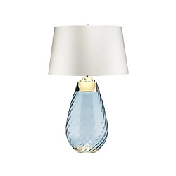 Elstead Lighting Lampe de table Lena Verre Verre teinté bleu / Abat-jour blanc cassé