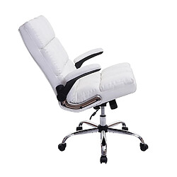 Mendler Chaise de bureau HWC-J21, fauteuil de direction réglable en hauteur ~ similicuir blanc