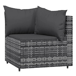 Avis vidaXL Canapés d'angle de jardin et coussins 2 pcs gris résine tressée