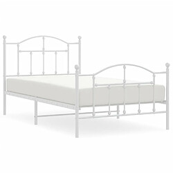 Maison Chic Lit adulte - Lit simple Cadre de lit métal avec tête de lit/pied de lit,Structure du lit Contemporain pour chambre blanc 100x190cm -MN51956