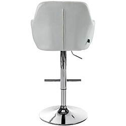 Decoshop26 Tabouret de bar chaise haute x1 fonction rotation 360° en velours crème avec coutures décoratives piètement métal chromé 10_0005264 pas cher