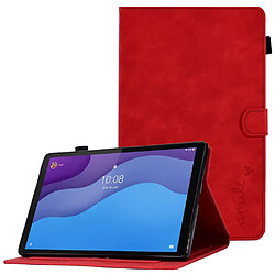 Etui en PU fermoir magnétique avec support, porte-cartes et porte-stylo pour votre Lenovo Tab M10 HD Gen 2 X306 10.1" - rouge