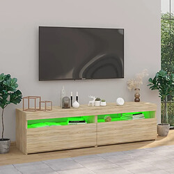 Maison Chic Meubles TV 2 pcs avec lumières LED pour salon Chêne sonoma 75x35x40 cm -MN26742 pas cher