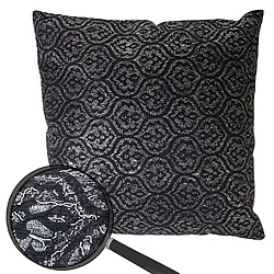 Decoshop26 Coussin noir/gris brillant 45x45 cm déhoussable DEC04071