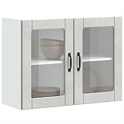 Acheter vidaXL Armoire murale de cuisine avec porte en verre Lucca gris béton