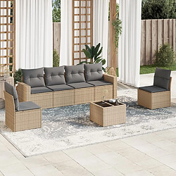 Maison Chic Salon de jardin avec coussins 7 pcs | Ensemble de Table et chaises | Mobilier d'Extérieur beige résine tressée -GKD87956