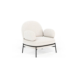 ICONIK INTERIOR Fauteuil de Designer - Revêtu de Tissu Bouclé - Alia Blanc