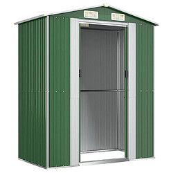 Acheter Helloshop26 Abri de jardin cabane cabanon maison de stockage remise extérieur hangar outils robuste 192 x 108 x 223 cm acier galvanisé vert 02_0022359