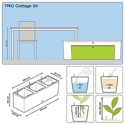 Pot Trio Cottage 30 - kit complet, moka - 100 cm