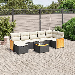 Maison Chic Ensemble Tables et chaises d'extérieur 8 pcs avec coussins,Salon de jardin noir résine tressée -GKD341435