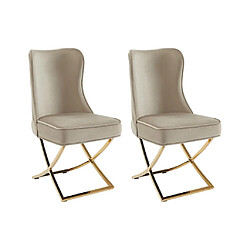 Lot de 2 chaises en velours et acier inoxydable doré - Beige - MARELANO de Pascal MORABITO