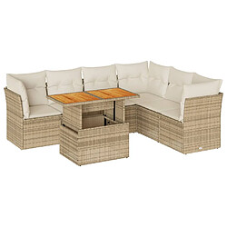 vidaXL Salon de jardin avec coussins 7 pcs beige résine tressée