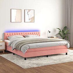 vidaXL Sommier à lattes de lit avec matelas et LED Rose 160x200 cm