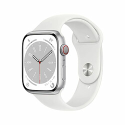 Apple Watch Series 8 (GPS + Cellular) - 45 mm - Aluminium, Silber - intelligente Uhr mit Sportband - Flouroelastomer - weiß - Bandgröße: regelmäßig - 32GB - Wi-Fi, LTE, Bluetooth, UWB - 4G - 38,8 g (MP4J3FD/A)