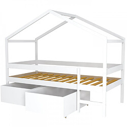 Avis Le Quai Des Affaires Lit cabane MIKA 90x190 + sommier + 2 tiroirs / Blanc