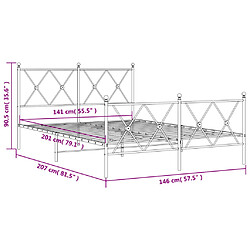 Vidaxl Cadre de lit métal avec tête de lit/pied de lit blanc 140x200cm pas cher