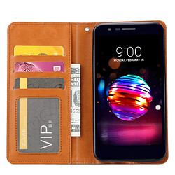 Avis Wewoo Housse Coque Étui en cuir à rabat horizontal avec texture de peau pour LG K10 2018avec cadre photo et supportemplacements cartes et porte-monnaie Marron