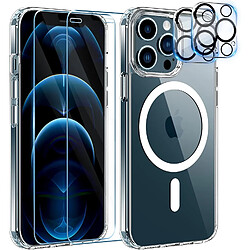 Coque Silicone Transparente Compatible Magsafe + Verres Trempes et Protections Camera Arriere X2 Pour iPhone 12 Pro Max Little Boutik®